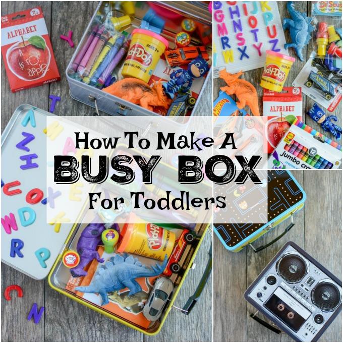 How To Make A Busy Box For Toddlers 1 Learn how to make a busy box for toddlers. These boxes are easy to customize and perfect for keeping toddlers occupied at a restaurant, on a plane, while mom is nursing and more!