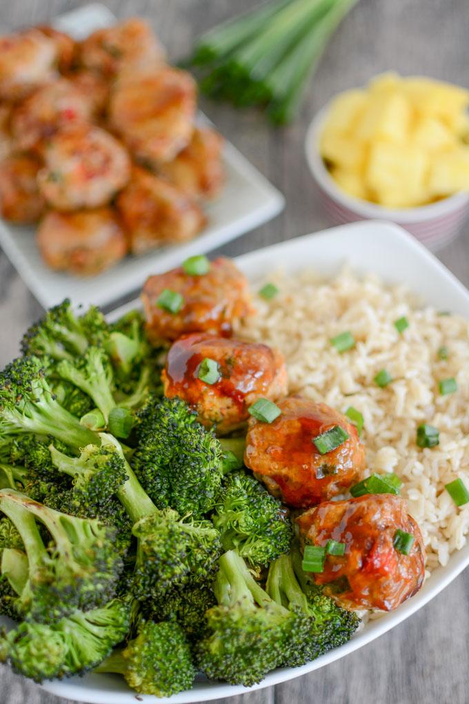 oven baked turkey meatballs with pineapple and carrots
