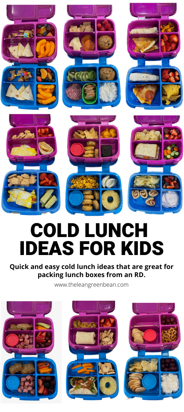 Cold Lunch Ideas For Kids 9 Looking for cold lunch ideas for kids? Here are real-life ideas packed by a Registered Dietitian mom for her elementary school kids.