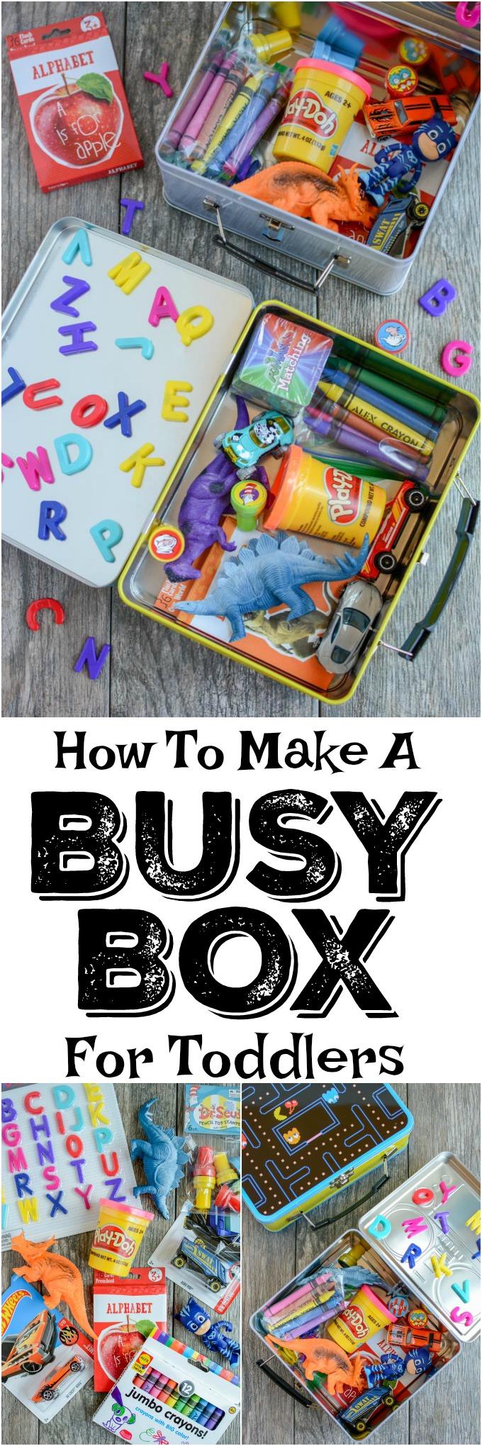 How To Make A Busy Box For Toddlers 6 Learn how to make a busy box for toddlers. These boxes are easy to customize and perfect for keeping toddlers occupied at a restaurant, on a plane, while mom is nursing and more!
