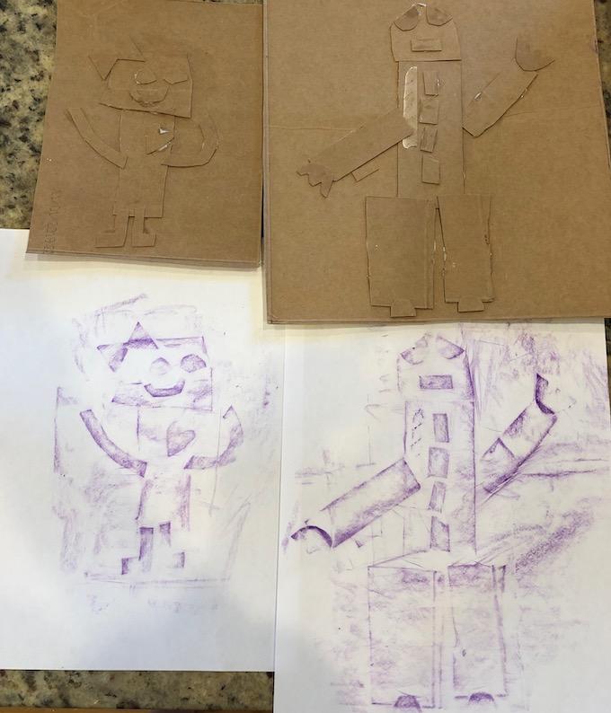 At-Home Activities For Kids 9 cardboard robot rubbings