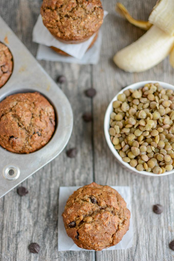 After School Healthy Snacks 3 Lentil Banana Muffins - perfect for breakfast or snack