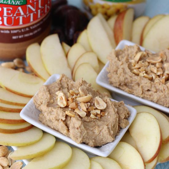 Peanut Butter Cookie Dough Dip 5 This Peanut Butter Cookie Dough Dip is made with chickpeas and lightly sweetened with dates. The perfect snack when served with a side of apples!