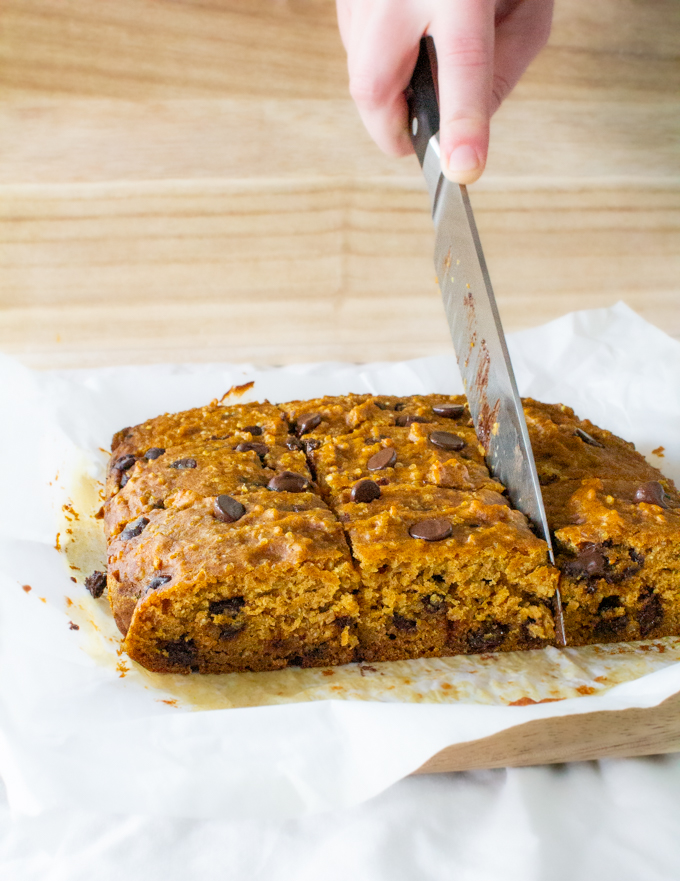 healthy chocolate chip pumpkin bars