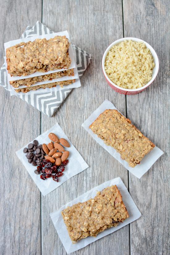 Quinoa Breakfast Bars 11 Packed with protein and healthy fats, this recipe for Quinoa Breakfast Bars is easy to prep ahead of time and makes the perfect grab and go breakfast on a busy morning.