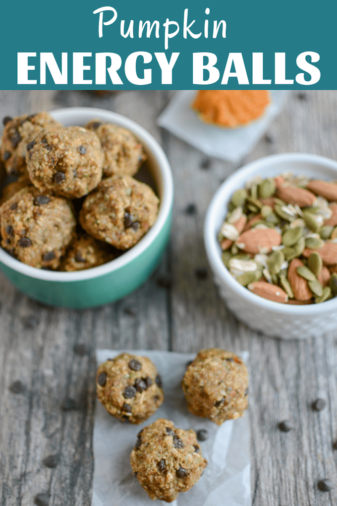 Pumpkin Energy Balls 8 These Pumpkin Energy Balls are packed with fiber, protein & healthy fats for energy. Freezer-friendly & the perfect addition to a lunch or afternoon snack.
